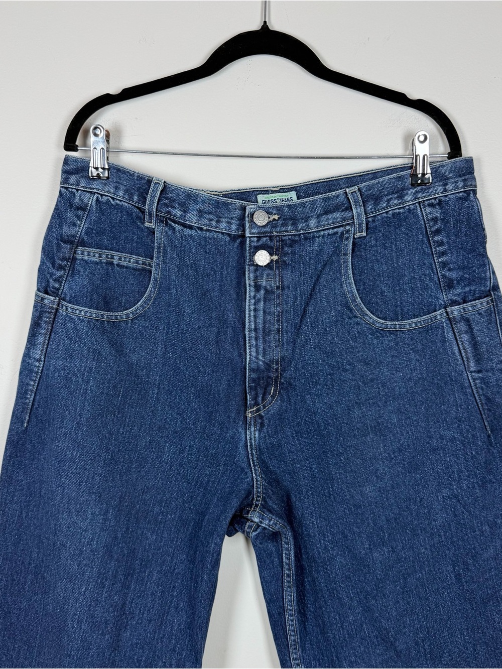 Guess Jeans Mens 36 Blue Denim Loose Fit Tapered Cotton Leg Vintage 90s - Picture 6 of 9